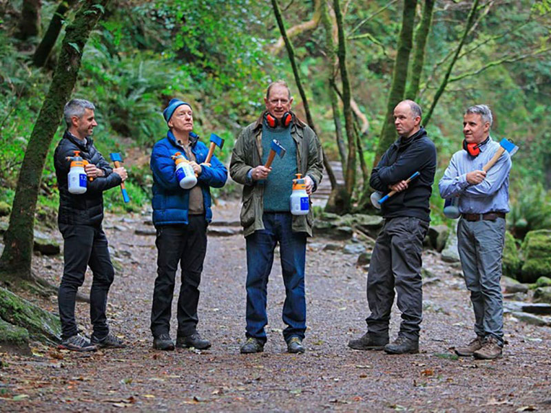 Killarney Men's Shed - Men in a forest with tools